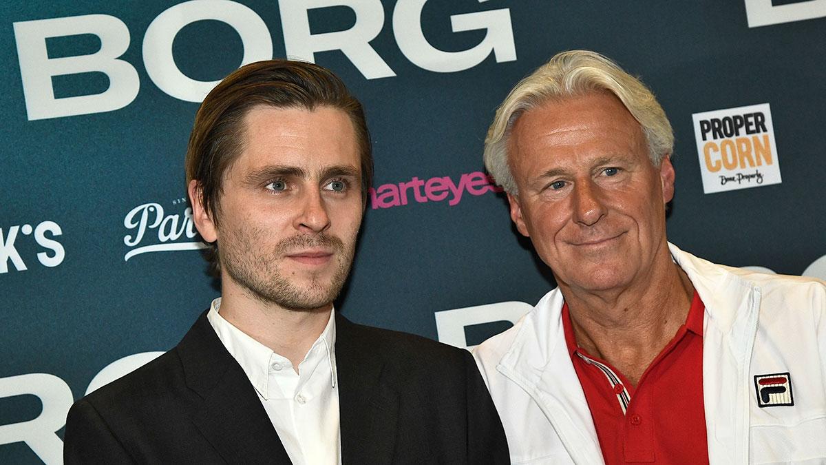 Sverrir Gudnason (t.v) spelar Björn Borg (t.h) i filmen "Borg"