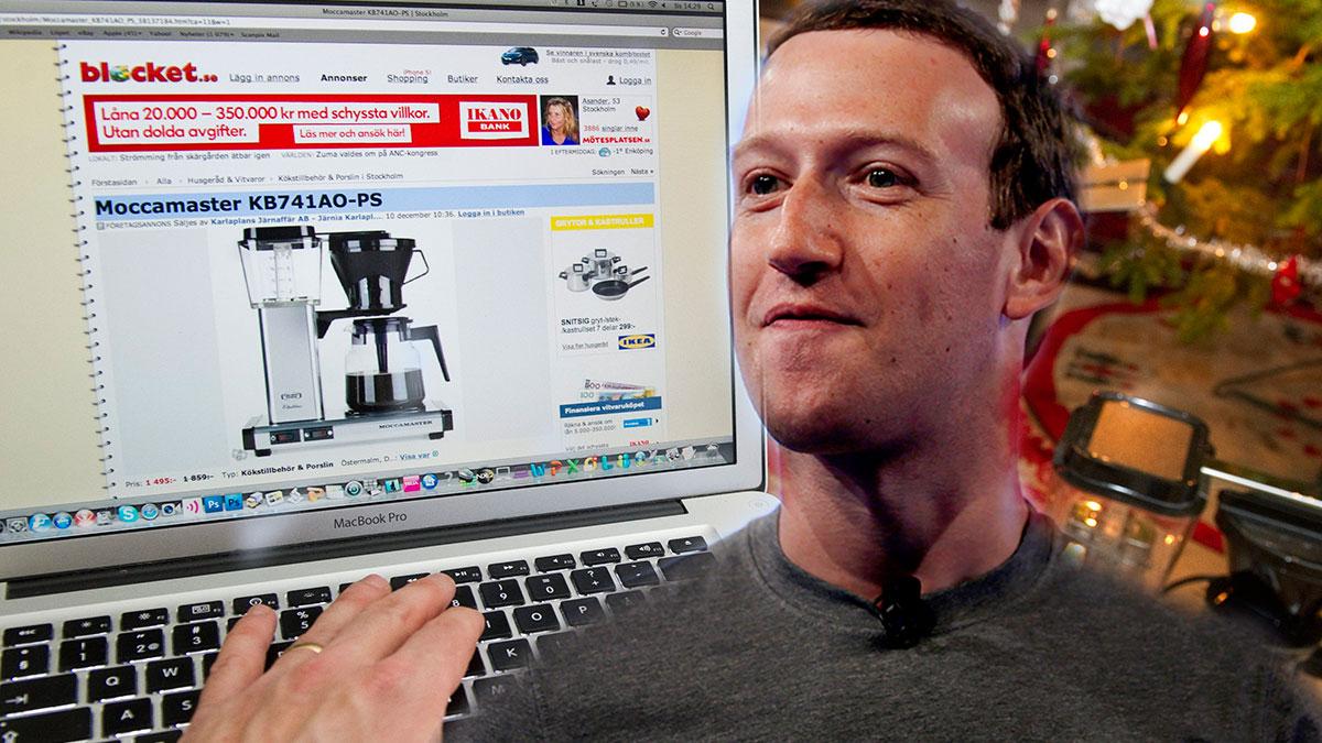Nu sätter Mark Zuckerberg vinstmaskinen Blocket under press. (Foto: TT / montage)