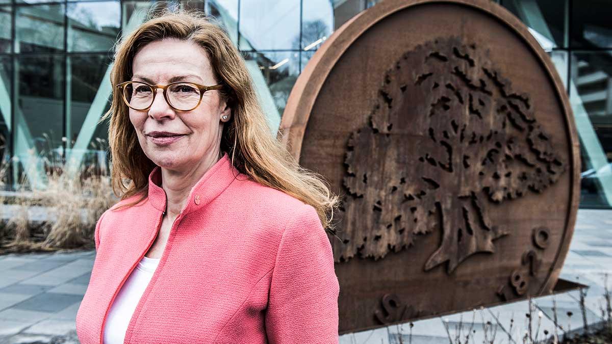 Om Birgitte Bonnesen tvingas lämna som vd för Swedbank i kölvattnet av den misstänkta penningtvättshärvan vecklar en fallskärm ut sig på drygt 20 miljoner kronor. (Foto: TT)