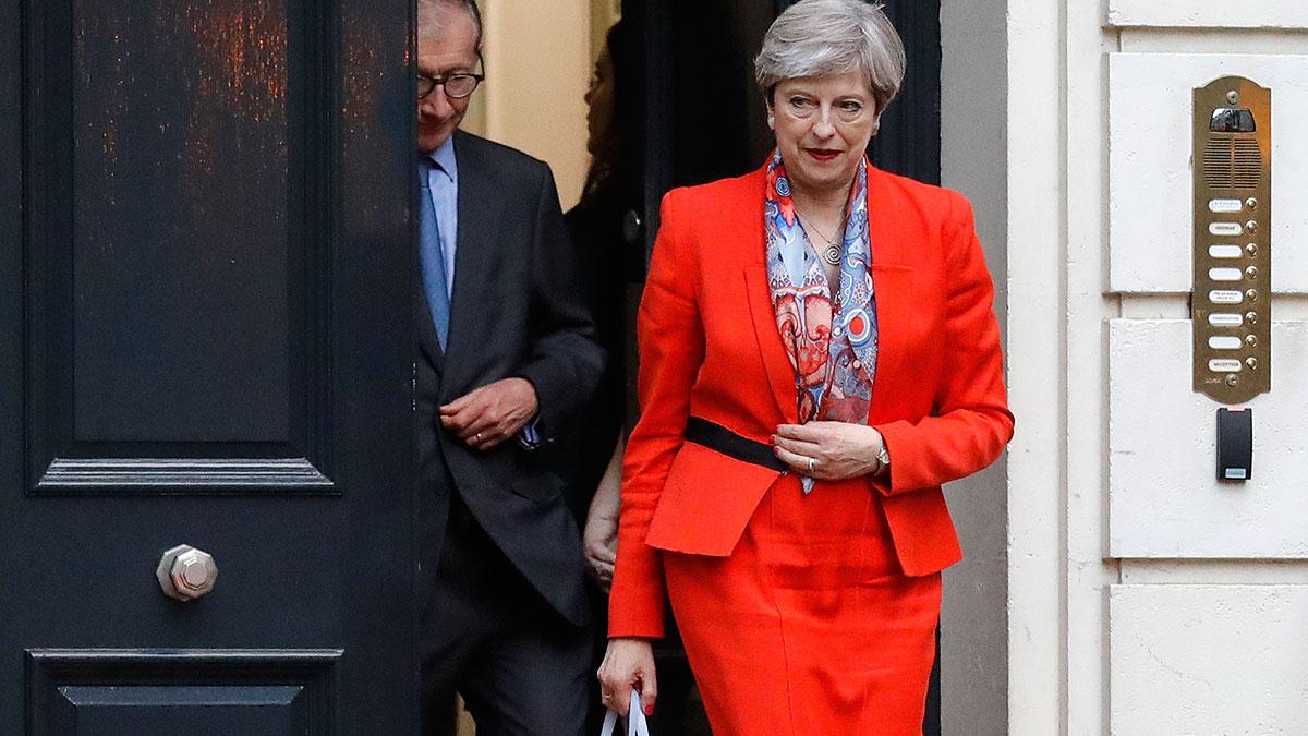 Är Theresa Mays tid som premiärminister i Storbritannien slut nu? Hennes parti Tories förlorar majoriteten i parlamentet. (Foto: TT)