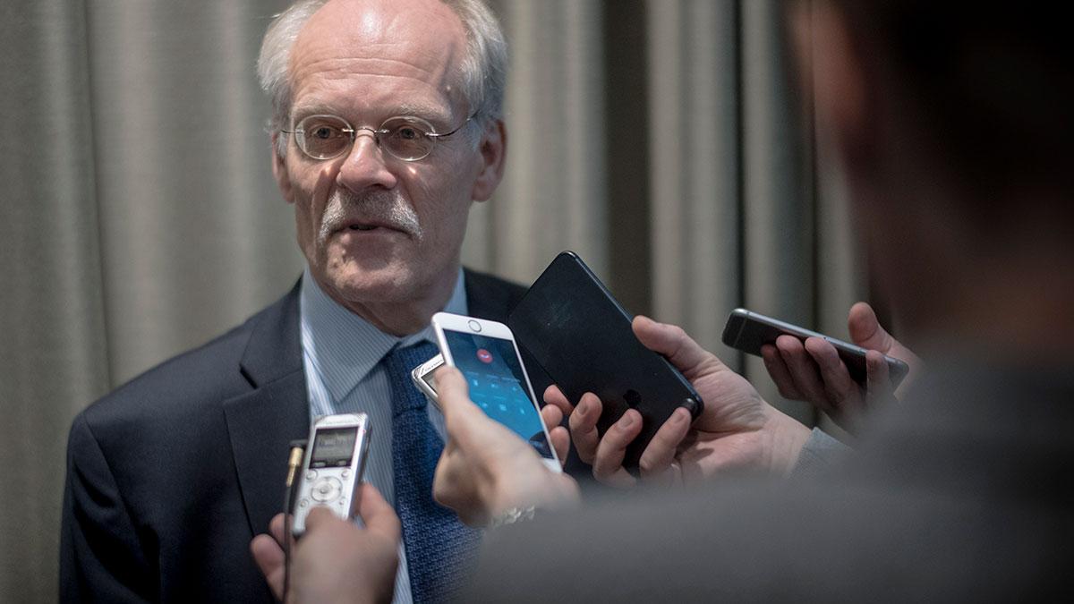 Riksbanken med riksbankschefen Stefan Ingves i spetsen lämnar minusräntan på en halv procent oförändrad. (Foto: TT)