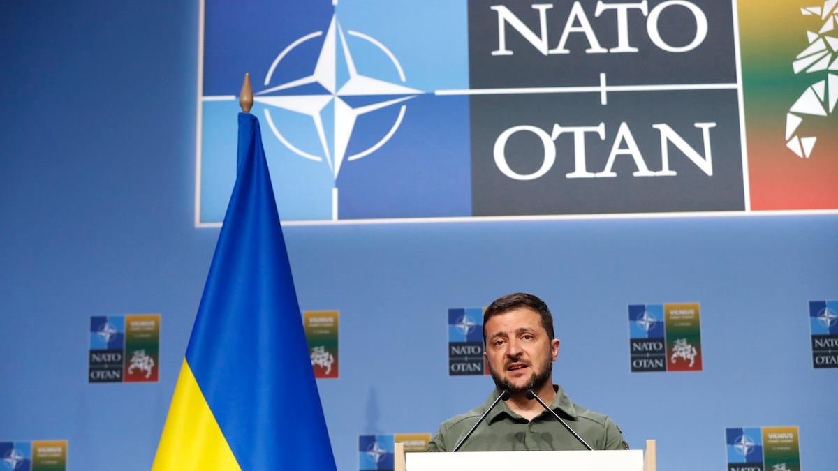 Ukrainas president, Volodymyr Zelenskyj vid Nato-tppmötet i Vilnius