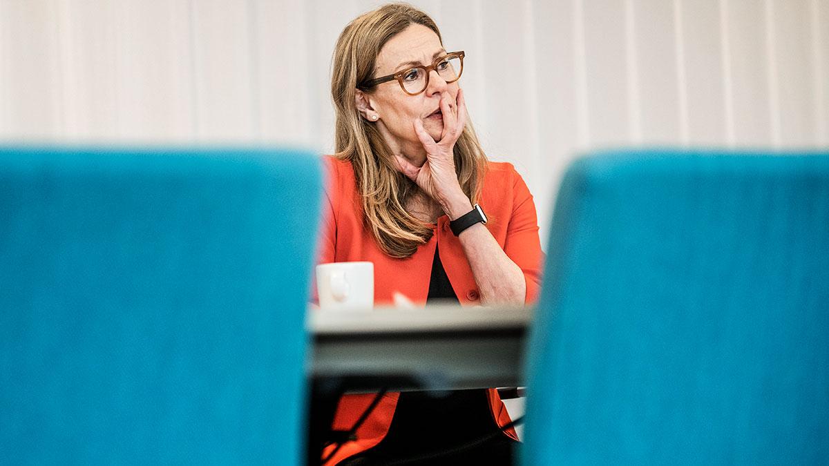 Swedbanks vd Birgitte Bonnesen konstaterar att storbanken misstänks för olovligt röjande av insiderinformation och grovt svindleri. (Foto: TT)
