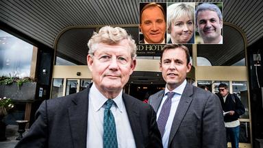 Investors styrelseordförande Jacob Wallenberg och vd:n Johan Forssell har bjudit in statsminister Stefan Löfven och regeringskollegorna Helene Hellmark Knutsson och Ibrahim Baylan till det glamourösa 100-årskalaset på Grand hotel i Stockholm. (TT / montage)