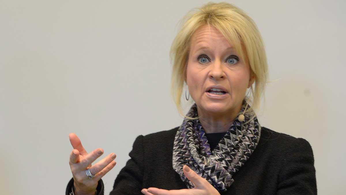 SEB:s vd Annika Falkengren har anledning att se chockad ut - uppstickarna snuvar banken och andra storbanker på pengar och kunder. (TT)