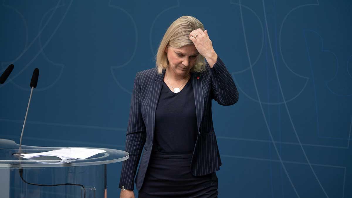 Sveriges bruttonationalprodukt, BNP, ökade mindre än väntat i årstakt under första kvartalet. På bilden syns finansminister Magdalena Andersson (S). (Foto: TT)