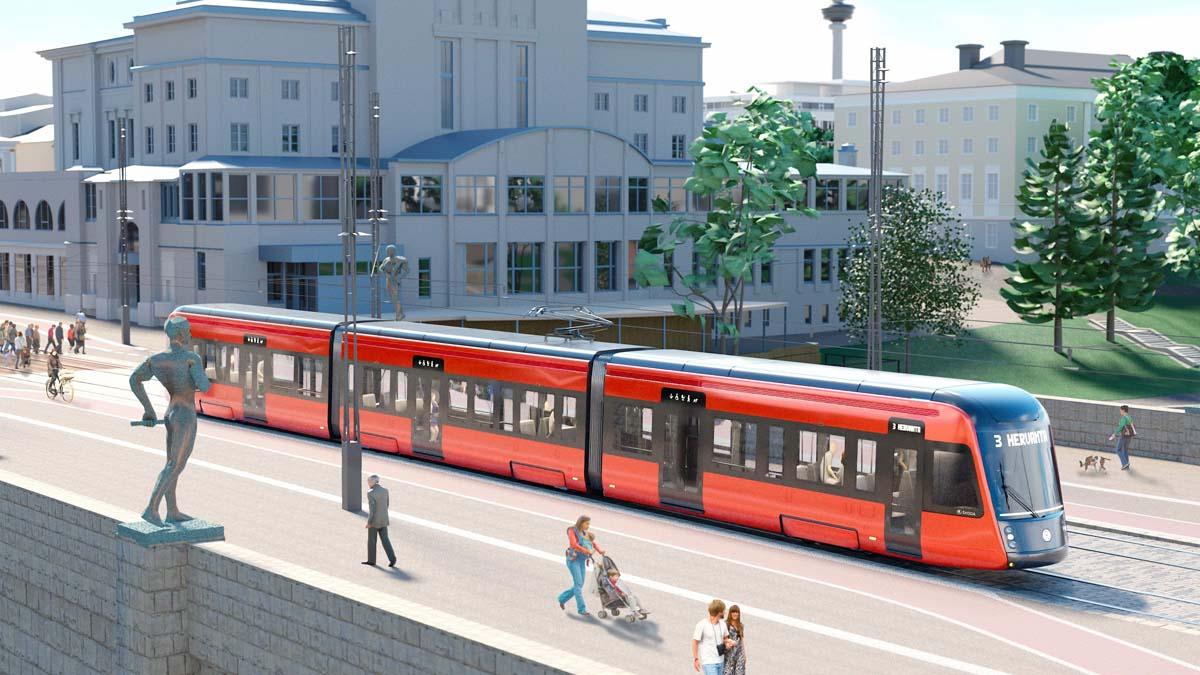 Avsnitt två förlänger spårvägen västerut från Tammerfors centrum. (Illustration: Tampereen Ratikka)