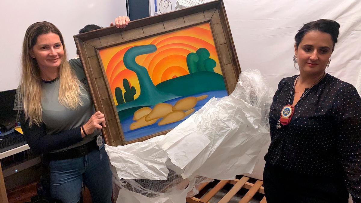 Tavlan "Solnedgång" av Tarsila do Amaral