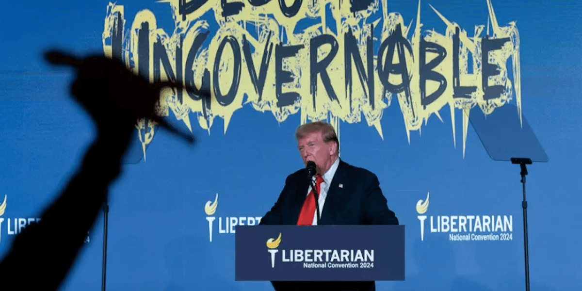 Donald Trump på libertarianernas partikonvent i helgen.