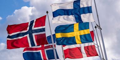 De nordiska ländernas flaggor. I en ny ranking av vilka länder som har den bästa miljön hamnar de nordiska länderna i topp