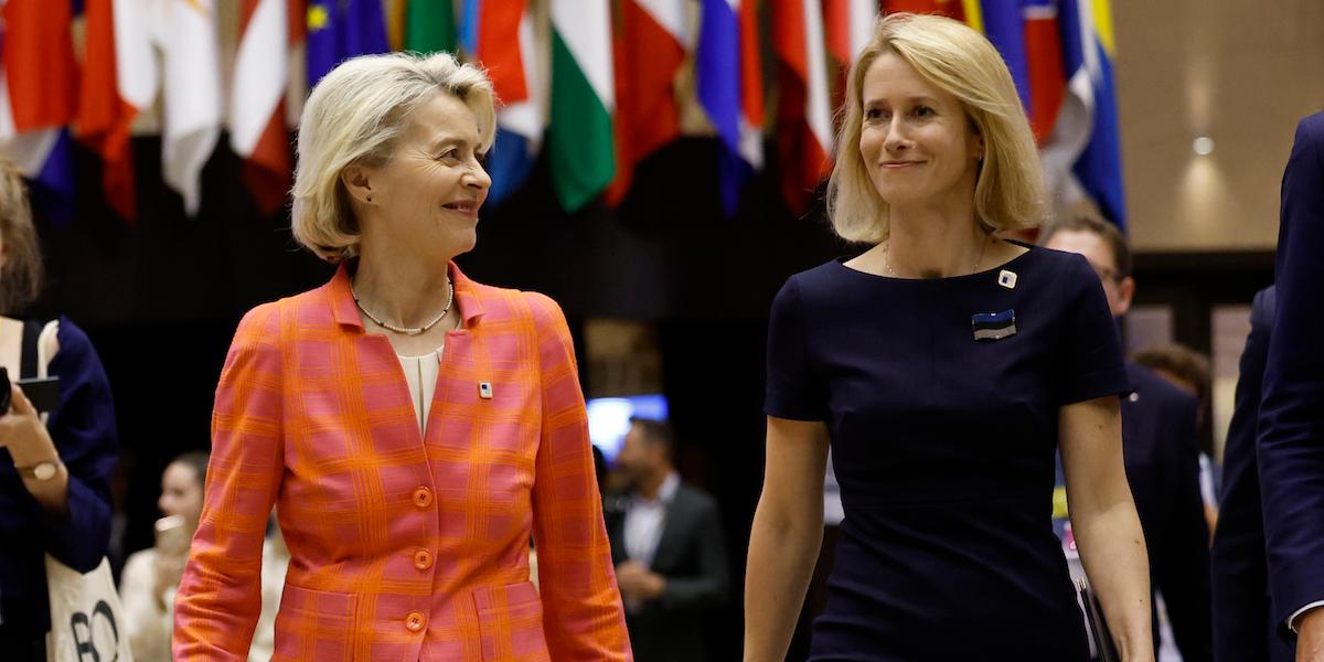 EU.s kommissionsordförande Ursula von der Leyen tillsammans med Kaja Kallas som föreslås bli EU:s utrikeschef.