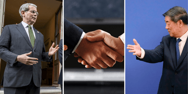 USA:s representanter, med finansminister Scott Bessent i spetsen, presenterar framgångar i förhandlingarna med Kina.