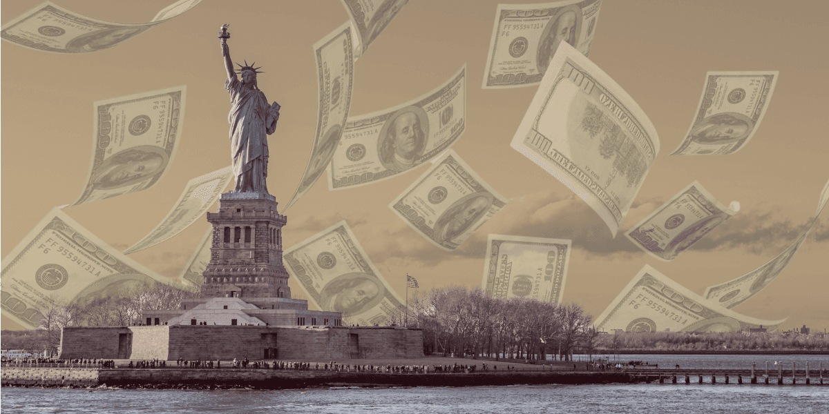 Dollarn backar, räntan stiger och börsen går mot minusöppning. En dålig onsdag för USA. (Bild: Canva)