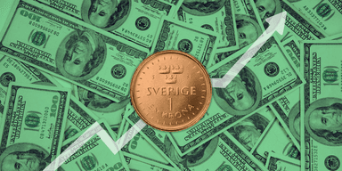 Kronan ökar mot helgen och lämnar dollarn i dammet på fredagen. (Bild: Canva)
