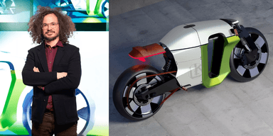 Den franske designern Romain Bucaille, kombinerar det bästa av dåtid och nutid i en spännande tvåhjuling. (Foto: Skoda)