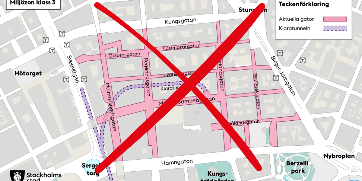 Det bli ingen miljözon klass 3 i Stockholm. (Foto: Trafik Stockholm)