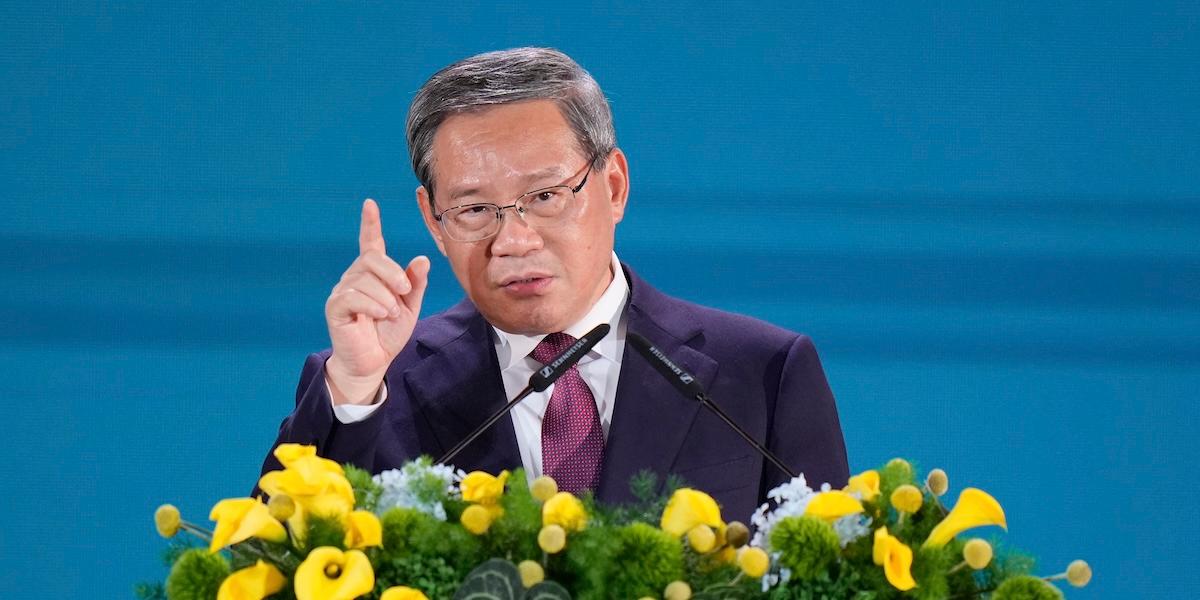 Kinas premiärminister Li Qiang under sitt tal vid ASEAN
