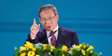 Kinas premiärminister Li Qiang under sitt tal vid ASEAN
