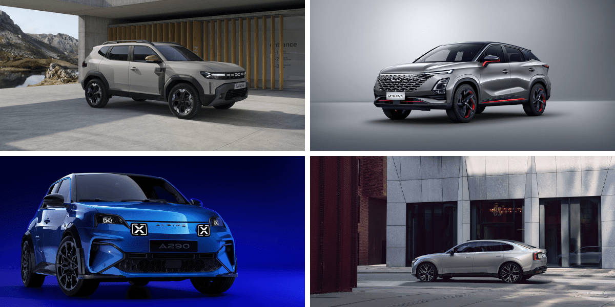 Håll koll på alla nya elbilar. (Foto: Alpine, Dacia, Volvo och Omoda)