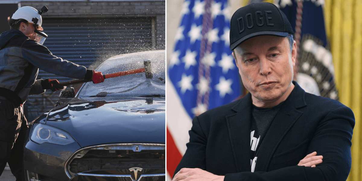 Motståndet mot Elon Musk och Tesla har blivit något av en global folkrörelse och bilförsäljningen rasar i stora delar av världen. (Kollage: AP / TT)