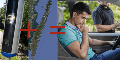 Akta dig för de vassa fartkamerorna på Öland. (Foto: Google maps, Oscar Olsson/TT och Canva)