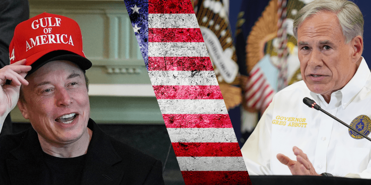 Elon Musk och Texas guvernör Greg Abbott vill inte dela med sig av deras mail. (Foto: Canva, Evan Vucci och Jacquelyn Martin/AP/TT)