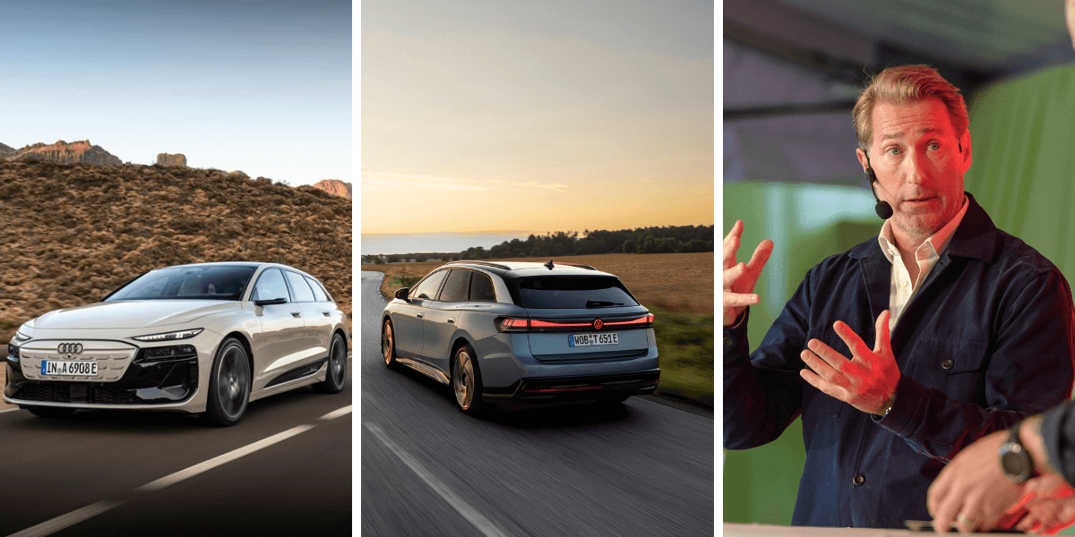 Elbilarna säljer som smör tydligen. Här ser vi också Jörgen Wedefelt, chef Audi Sverige, intervjuad i Almedalen. (Foto: Volkswagen)