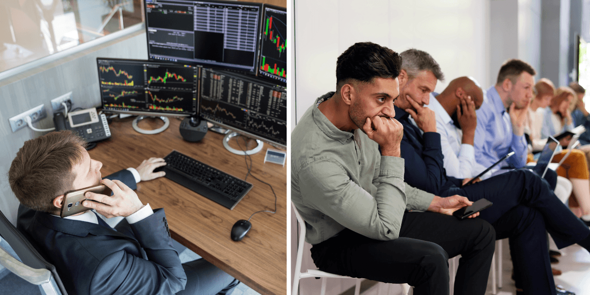 Deppig stämning på Wall Street efter oväntat svaga jobbsiffror och ökad tulloro – investerare oroade på börsgolvet i New York.