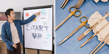 Biotechstartupen Pilgrims grundare Jake Adler skär i sitt ben med skalpell för att visa upp sin medicintekniska innovation – en dramatisk pitch som ledde till miljoner i riskkapital.