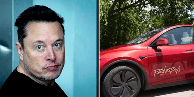 Tesla Robotaxi i Austin, Texas, under testkörning 2025 – självkörande elbil som nu är föremål för aktieägarstämning mot Elon Musk om farlig autonom körteknik och brott mot trafiklagar.