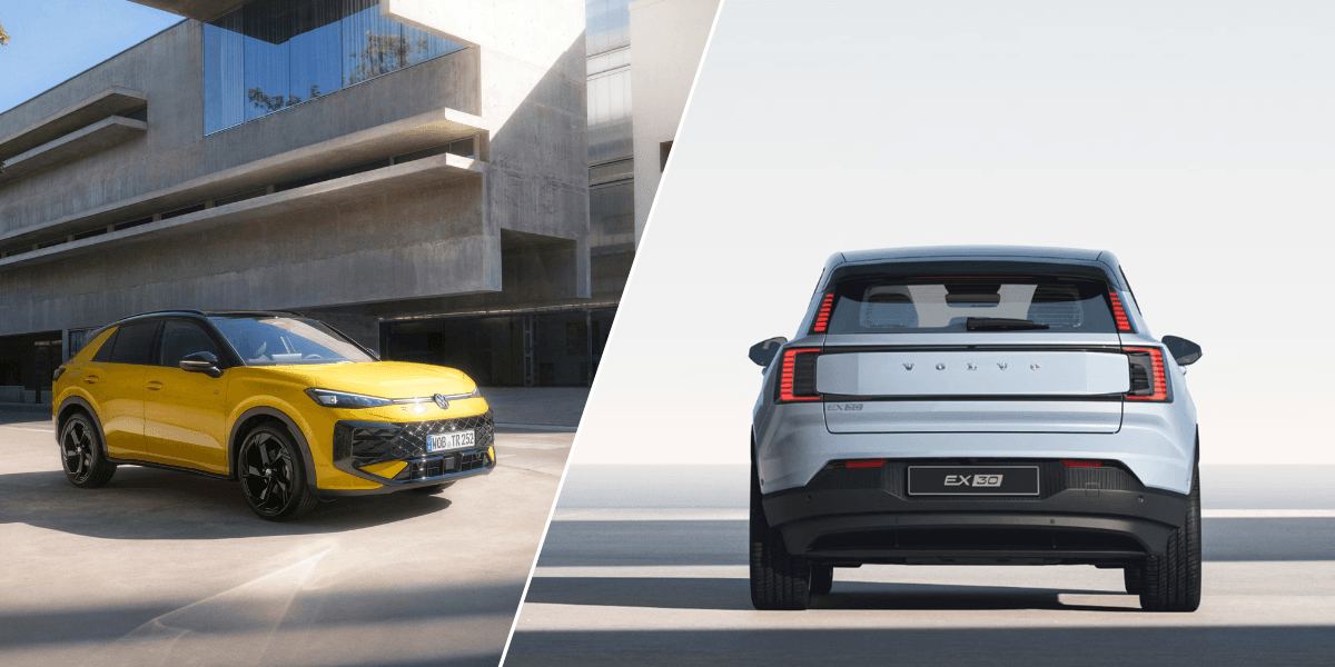 Bilarna stannar i Sverige, det är bra. (Foto: Volvo och Volkswagen)