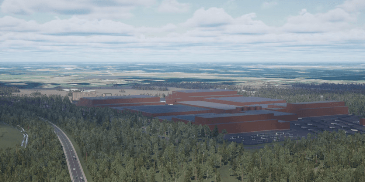 Den planerade fabriken som ännu inte byggts. (Foto: Volvo)