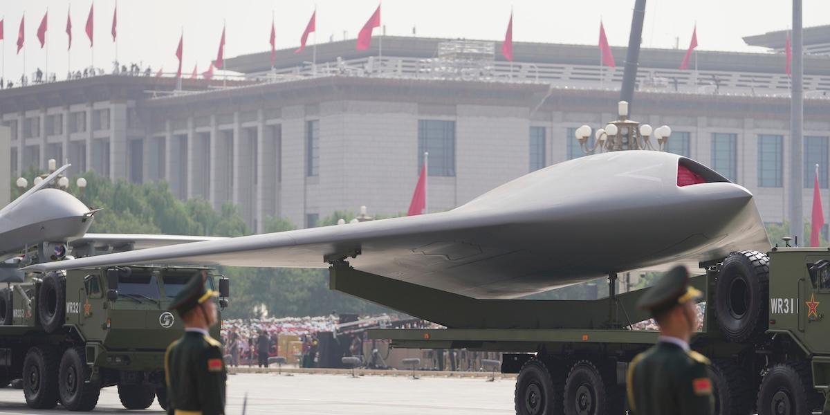 En GJ-11 stridsdrönare visades upp under Kinas militärparad i Peking, där landet presenterade ett 20-tal nya vapensystem.