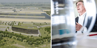 Lytens vd Dan Cook om planerna för fabriken i Tyskland. (Foto: Northvolt och Banfa Jawla/SVD/TT)