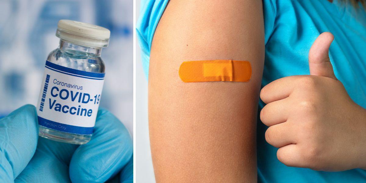 Vaccin mot covid-19 och en kvinna har vaccinerat sig
