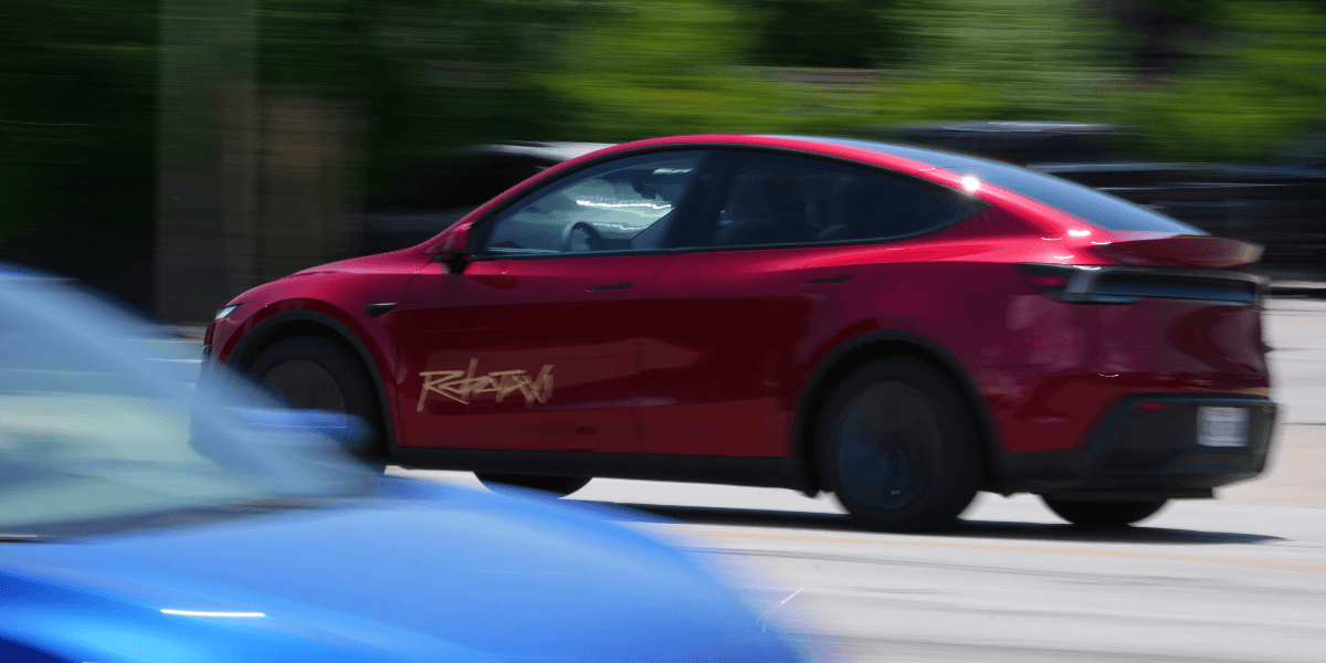 Teslas taxibilar bara kör i allt möjligt. Cyklar, djur och bilar till exempel. (Foto: Eric Gay/AP/TT)