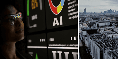 AI-hysterin har lett till att datacenter är heta och pengarna rullar. Men det finns en baksida. (Foto: Canva och Michael Probst/AP/TT)