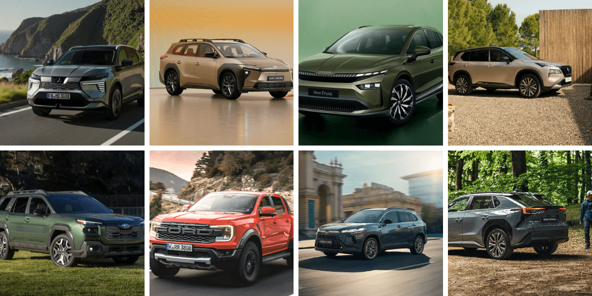 Sugen på något fyrhjulsdrivet? Vi har kollat närmare på ett gäng. (Foto: Mitsubishi, Toyota, Skoda, Nissan, Subaru och Ford.)