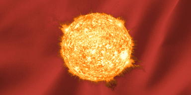 Solen över en röd flagga