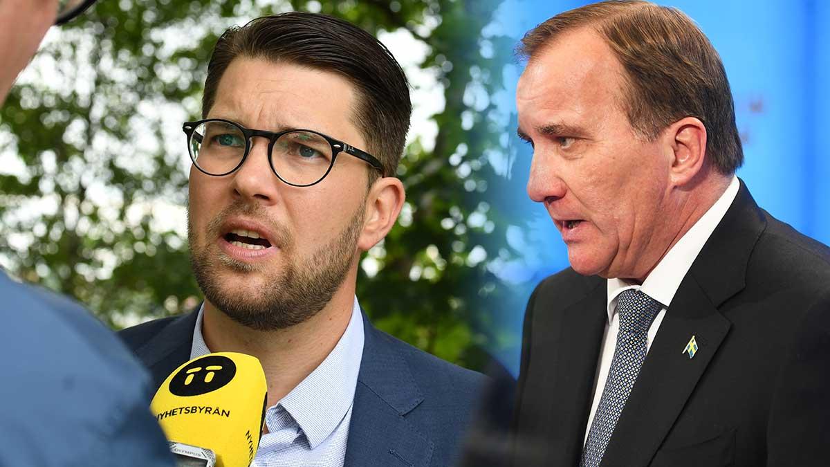 Sverigedemokraterna lämnade på onsdagen in en begäran om omröstning om misstroendeförklaring mot statsminister Stefan Löfven (Foto: TT / Montage)