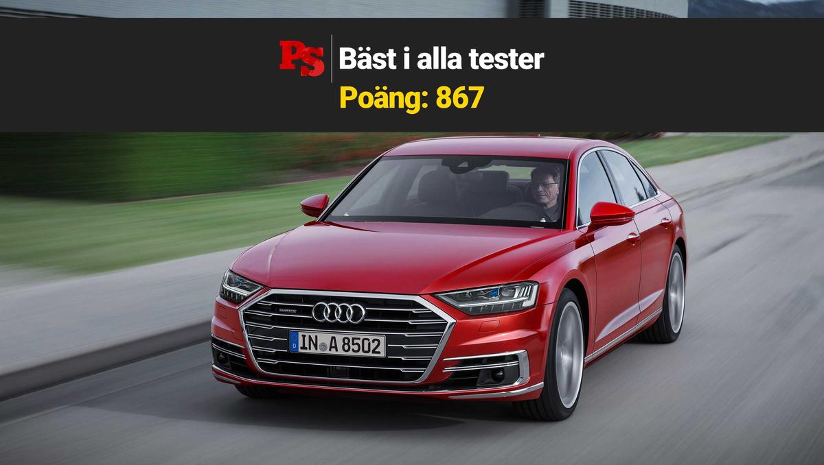 Audi A8 får 867 poäng i PS Bäst i alla tester. (Foto: Audi)