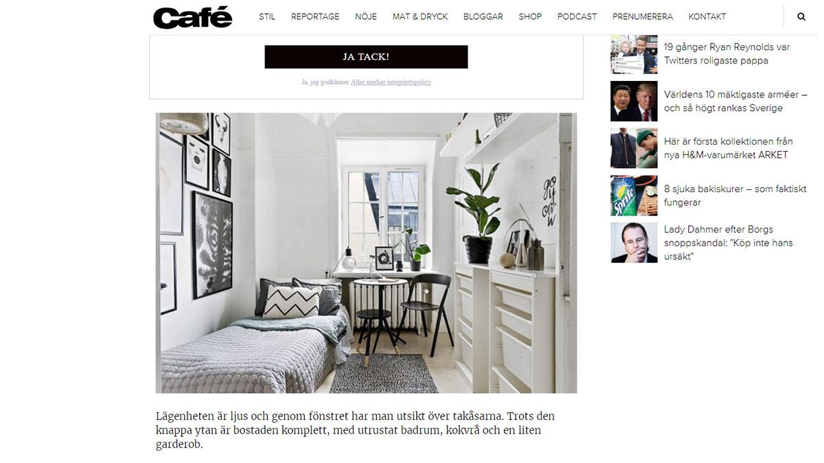 Lägenheten på blott tio kvadratmeter på Kungsholmen i Stockholm såldes för rekordpris. (Foto: Faksimil från Café.se)