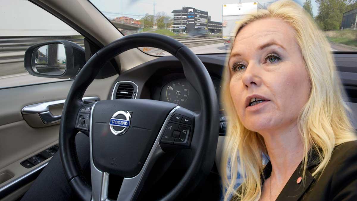 Infrastrukturminister Anna Johansson (S) trycker särskilt på ansvarsfrågan när det gäller självkörande bilar. (Foto: TT / montage)