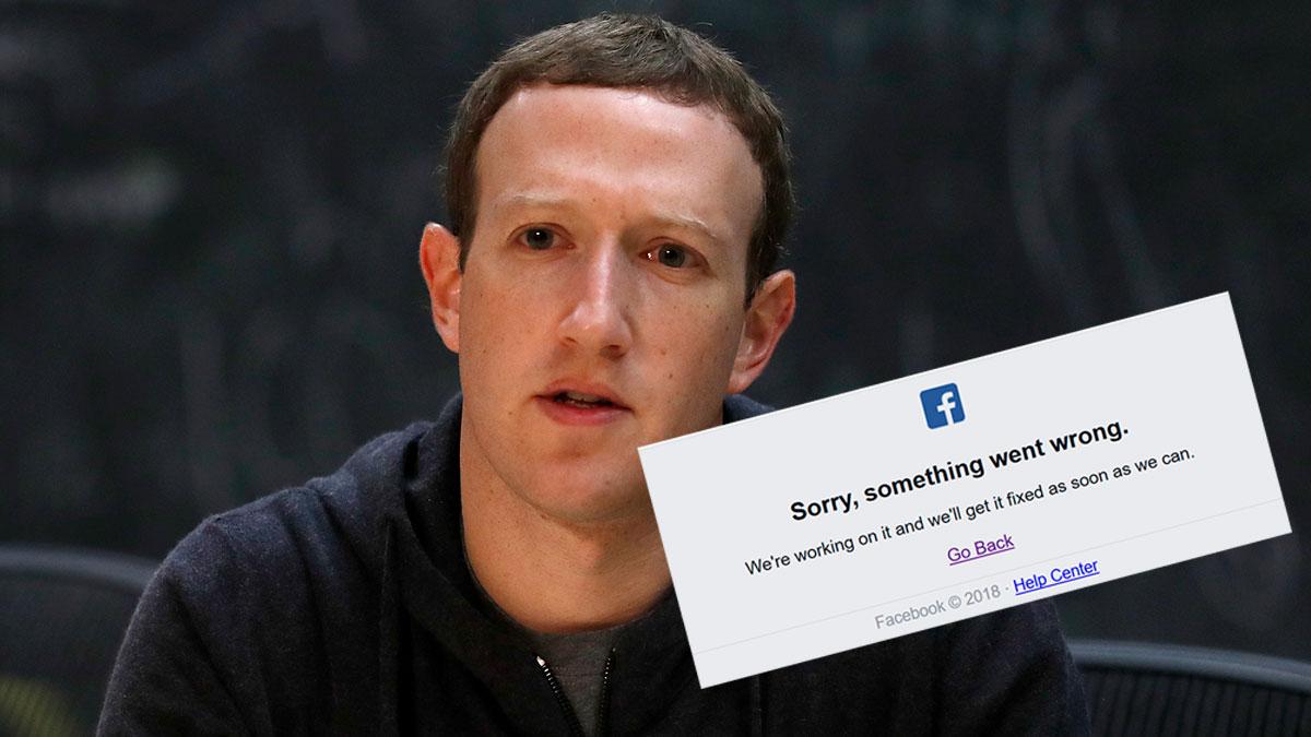 Facebook har av någon mystisk anledning slocknat - i hela världen. På bilden syns FB-grundaren Mark Zuckerberg. (Foto: TT / montage)