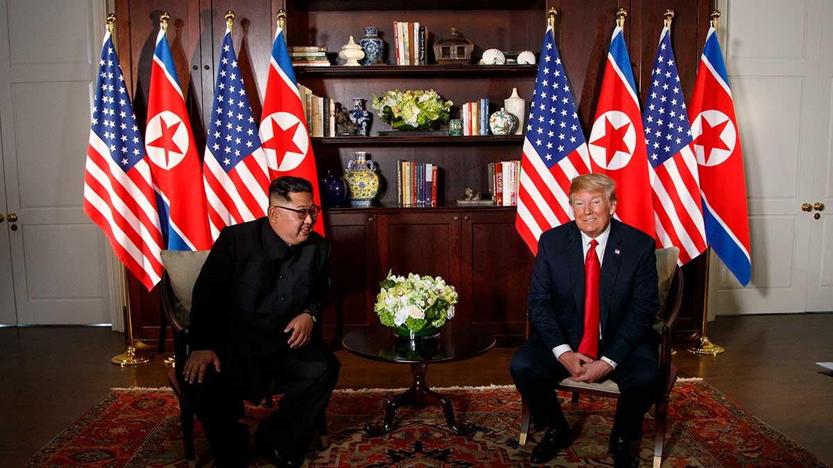 Det var den 12 juni i år som USA:s president Donald Trump träffade Nordkoreas ledare Kim Jong-Un. Det historiska mötet ägde rum i Singapore. (Foto: TT)