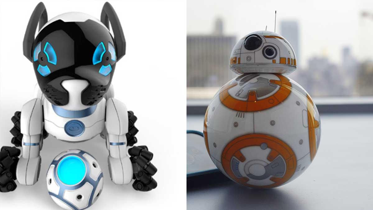 Tomten ska leverera bland annat en robothund och en Star Wars-robot i jul - om barnen själva får välja. (TT / WowWee / montage)
