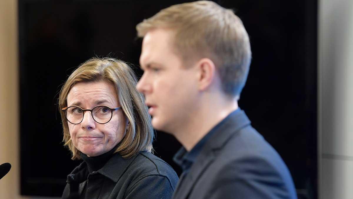 Miljöpartiets språkrör Isabella Lövin och Gustav Fridolin. (Foto: TT)