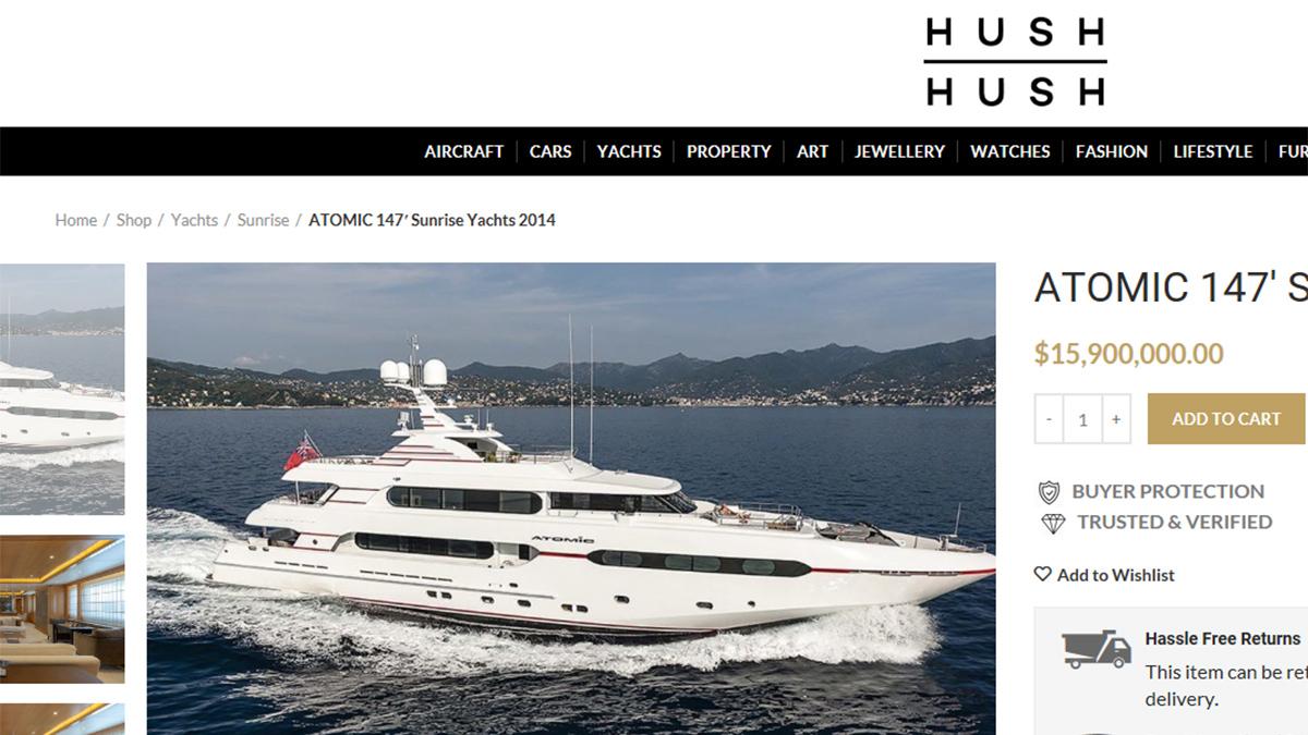Galet rika har fått en alldeles egen e-handelssajt i brittiska Hush Hush. (Foto: skärmdump från Hush Hush)