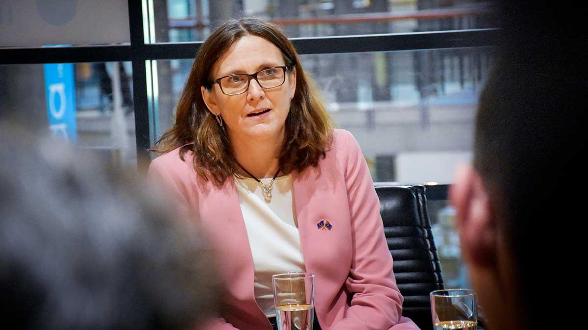 EU:s handelskommissionär Cecilia Malmström och ordförande Jean-Claude Juncker har inte några konkreta erbjudanden med sig när de besöker Washington. (Foto: TT)