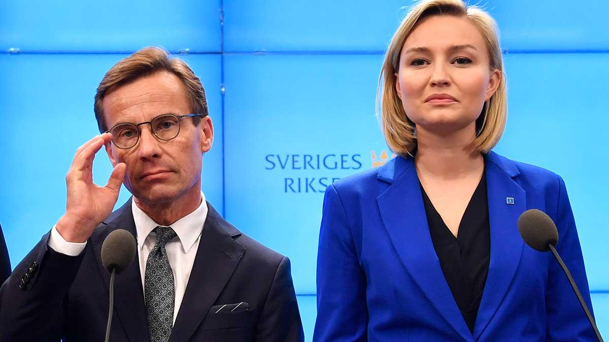 Moderaternas partiledare Ulf Kristersson och Ebba Busch Thor (KD). (Foto: TT)